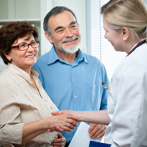 Doctor greeting pateint