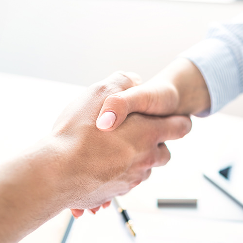 Two people shaking hands with each other